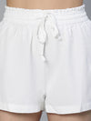 Unholy Plain White Elasticated Tie-Knot Women Casual Shorts