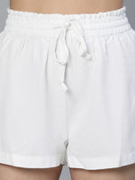 Unholy Plain White Elasticated Tie-Knot Women Casual Shorts