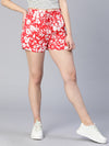 Flirty Red Floral Print Elasticated Tie-Knot Women Casual Shorts