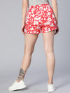 Flirty Red Floral Print Elasticated Tie-Knot Women Casual Shorts