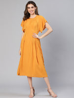 Racy Mustard Color Soild Women Long Dress