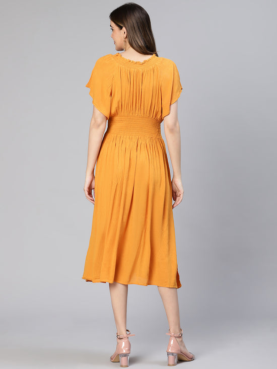 Racy Mustard Color Soild Women Long Dress