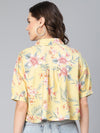 Keen Yellow Floral Print Short Slevee Women Shirt