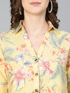 Keen Yellow Floral Print Short Slevee Women Shirt