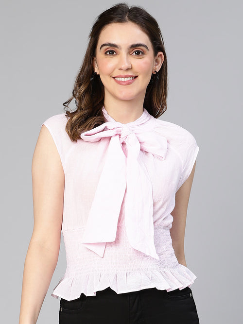 Special Pink Bow-Style Women Partywear Top