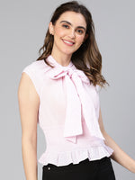 Special Pink Bow-Style Women Partywear Top