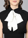 Supernal Black Bow-Style Women Partywear Top