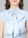 Bang - Up Blue Tie -Knotted & Smocked Women Partywear Top