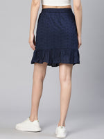 Doted Blue Schiffli Women Cotton Skirt