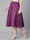 Women purple pleated & elasticated dupion silk skirt