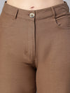Whole Soild Brown Elsaticated Women Cotton Pant