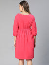Malicious Pink Round Neck Ruffled Women'S Maternity Dress