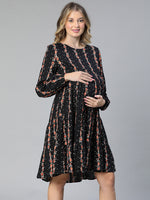 Freaky Black Floral Print Women Maternity Dress