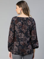 Maker Black Floral Print Tie-Knotted Women Maternity Top