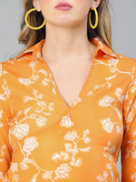 Women floral print over warrped bell sleeved yellow maternity dress
