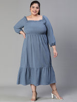 Beyond Grey Smocked Long Plus Size Maxi Cotton Dress
