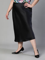 Strong Black Elsaticated Plus Size Women Skirt