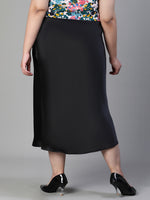 Strong Black Elsaticated Plus Size Women Skirt