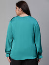 Go Go Bell Sleeve Soild Green Plus Size Women Top