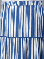 women plus size stripe print elsaticated blue flared skirt