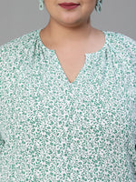 Shell-Out Floral Print Casual Cotton Plus Size Women Top