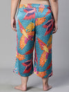 Happily Printed Elasticated Plus Size Women Nightwear Satin Culottes