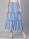 Cheerly Blue Stripe Peint Elasticated Women Skirt