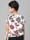 Girl floral print multicolor round neck elasticated top