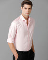Mens Regular Fit Solid Pink Formal Satin Shirt