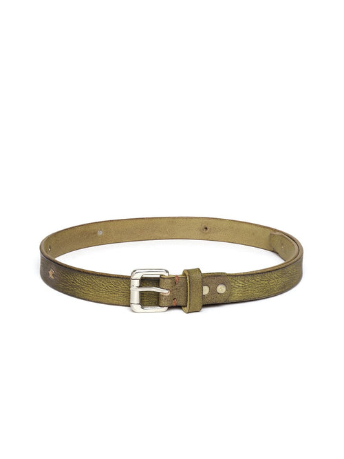 Olive Star Studded Leather Belt
