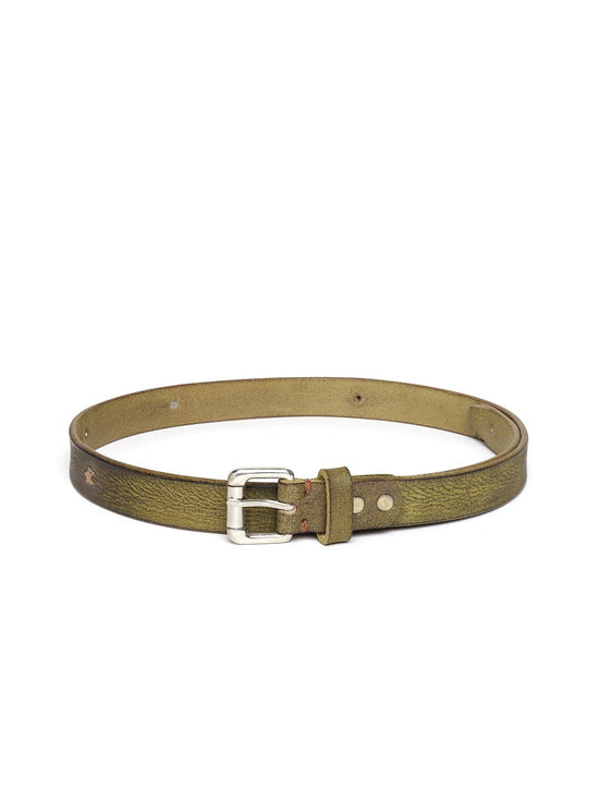 Olive Star Studded Leather Belt