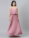 Baked Pink Strappy Pleated Maxi Dress