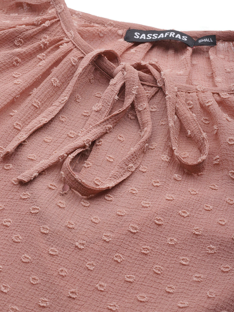SASSAFRAS Pink Floral Printed Layered High-Low Maxi Dress