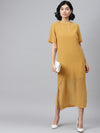 Mustard Sheer Sheath Dress with Inner