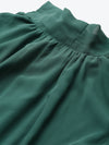 Emerald Green Neck Tie-Up Pleated Dress