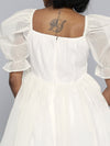 White Organza Puff Sleeve Dress