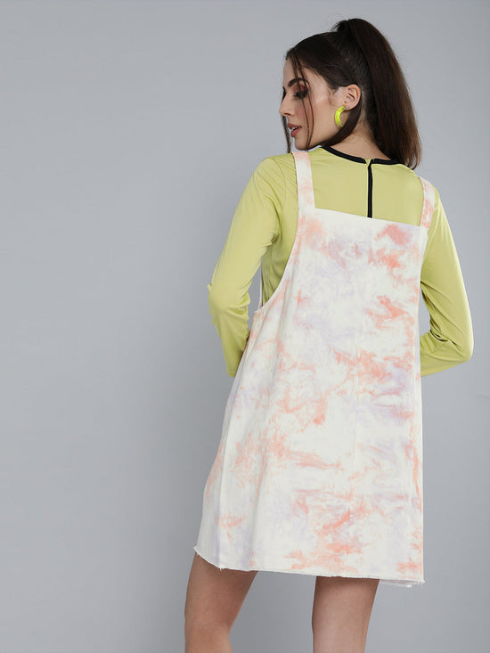 Peach & Purple Tie-Dye Pinafore Dress