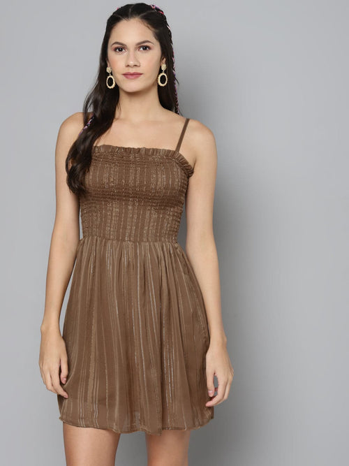 Copper Lurex Smocking Tube Dress