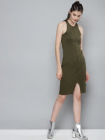 Olive Box Back Bodycon Midi Dress