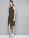 Olive Box Back Bodycon Midi Dress