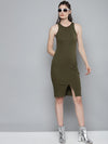 Olive Box Back Bodycon Midi Dress