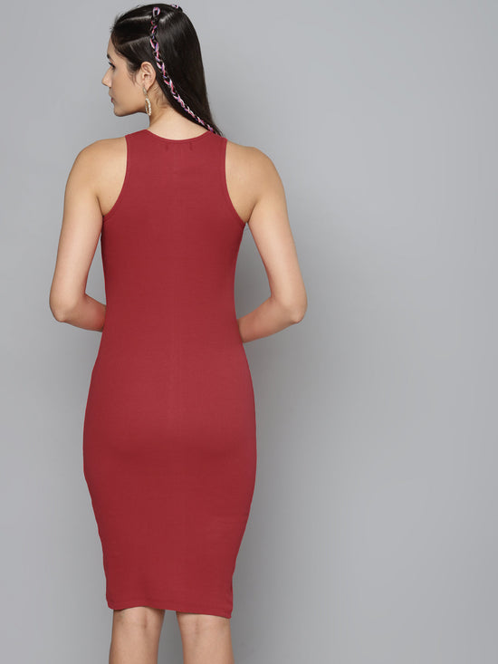 Red Box Back Bodycon Midi Dress