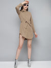 Beige Belted Shirt Dress