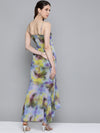 Yellow & Purple Tie-Dye Print Strappy Maxi