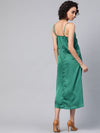 Green Front Rouched Slip Dress