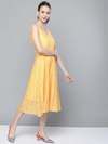 Yellow Lace V-Neck Midi Dress