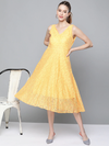Yellow Lace V-Neck Midi Dress