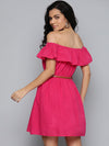 Fuchsia Bardot Schiffli Belted Dress