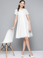 White Schiffli Shirt Dress