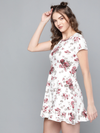 Maroon Floral Frill Hem Skater Dress